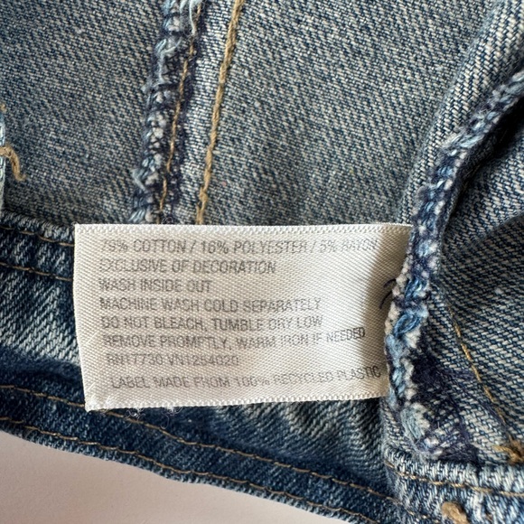 AVA & VIV Dark Medium Blue Classic Wash Cropped Denim Jean Jacket Size X - Picture 8 of 9